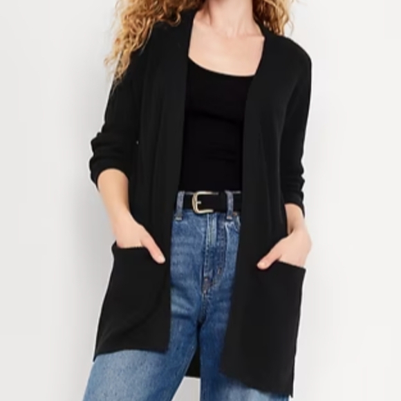 Old Navy Livaeco Longline Open Front Sweater Cardigan in Black Size S - Picture 7 of 7